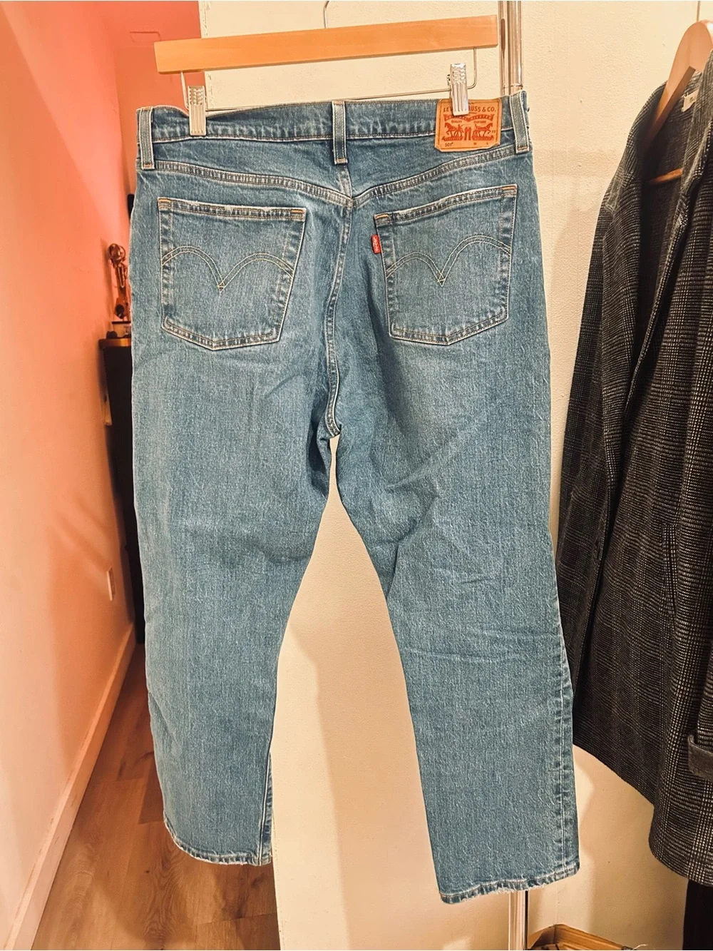 Women’s Vintage Distressed Blue Jeans - Classic Straight Fit - Picture 6 of 10